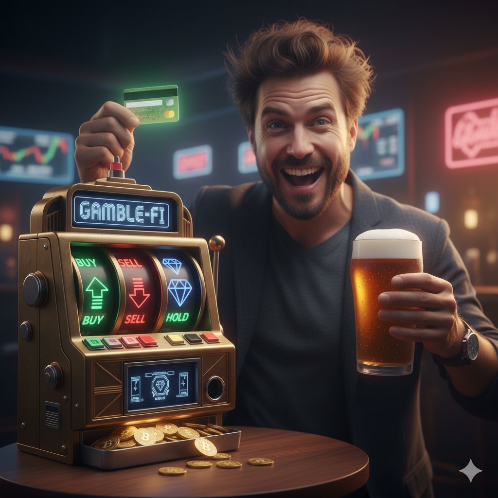 The Motto: This isn't a buy-and-hold; it's a "Just One More" coin. Whether it's "Just one more spin," "Just one more trade," or "Just one more liquidation, I can feel it," we embody the unwavering commitment to doubling down to the glory of our wives credit card.
#GAMBLER