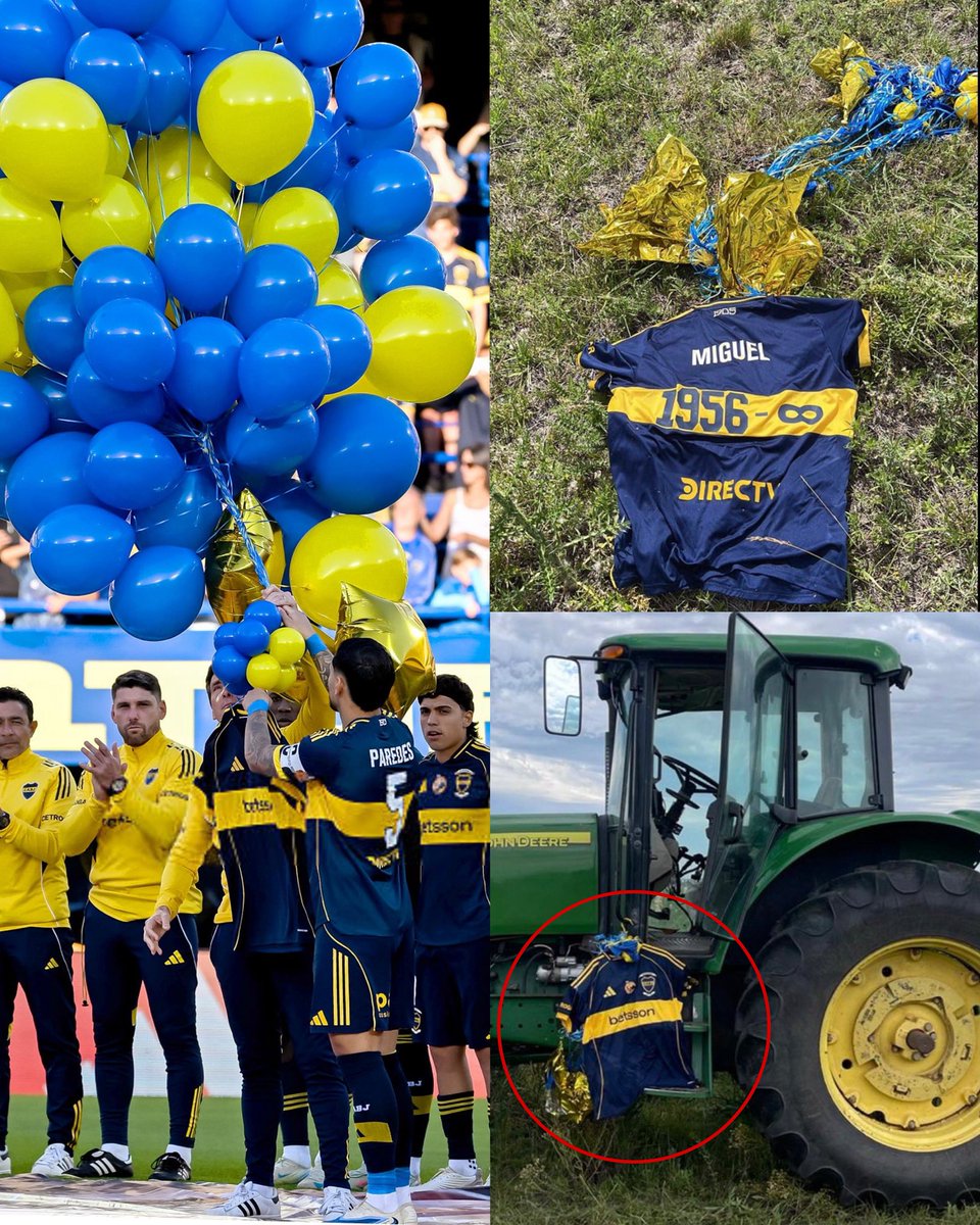 AtaqueFutbolero's tweet image. 🤯🇺🇾 Sí, es real. La camiseta que Boca lanzó al cielo en homenaje a Miguel Ángel Russo cayó en Cañada Nieto, un pueblo de ¡430 habitantes! al oeste de URUGUAY. 

Un productor rural se la cruzó mientras estaba trabajando en el campo, así…

Impresionante hallazgo by…