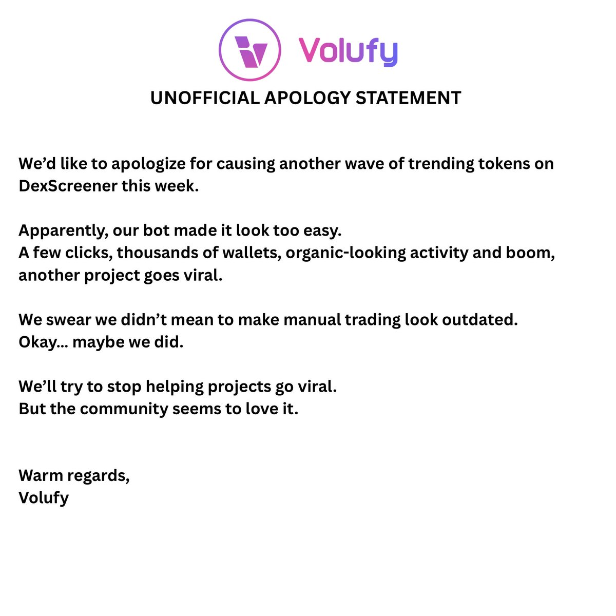 Volufy_io's tweet photo. We’re sorry https://t.co/6lBZ5NKwPY