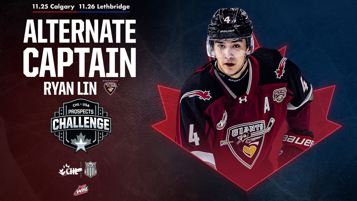 NEWS: Defenceman Ryan Lin has been named an alternate captain for the upcoming #CHLUSAProspectsChallenge!

DETAILS 👉 chl.ca/whl-giants/art…

Congrats Linner!