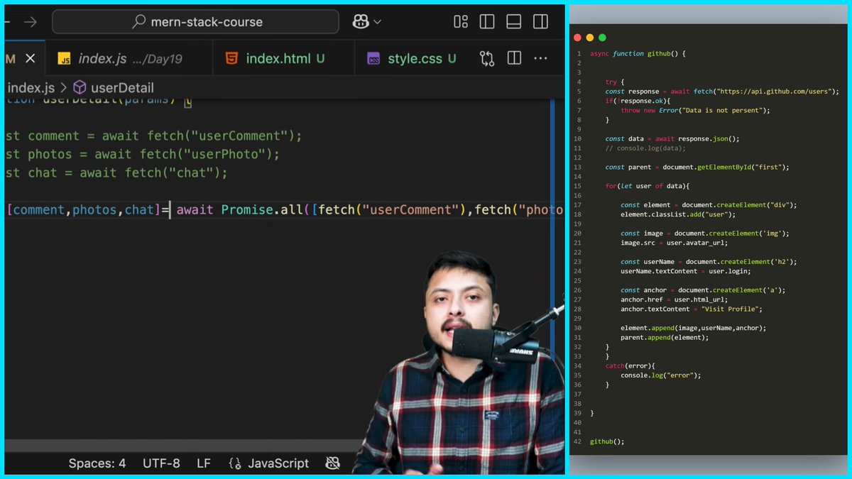 Rajectedguy's tweet image. Web Dev Journey Update 🚀

Today I learned Async Await in JS ⚙️
Top-level await (ES2022)
Performance tips &amp;amp; module blocking
Fetch API async patterns &amp;amp; common async mistakes
Top-level await → blocks all 
Async func → works in background 
#javascript30  #asynchronousjavascript