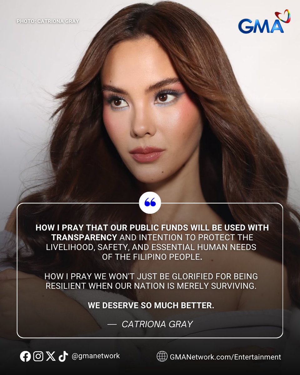 gmanetwork's tweet image. &quot;WE DESERVE SO MUCH BETTER... &apos;WAG TAYO MASANAY&quot; 🗣️📢 

Miss Universe 2018 #CatrionaGray speaks up following the recent natural disasters that have struck the country. 🇵🇭 

#KapusoTalks 
#KapusoShowbizNews