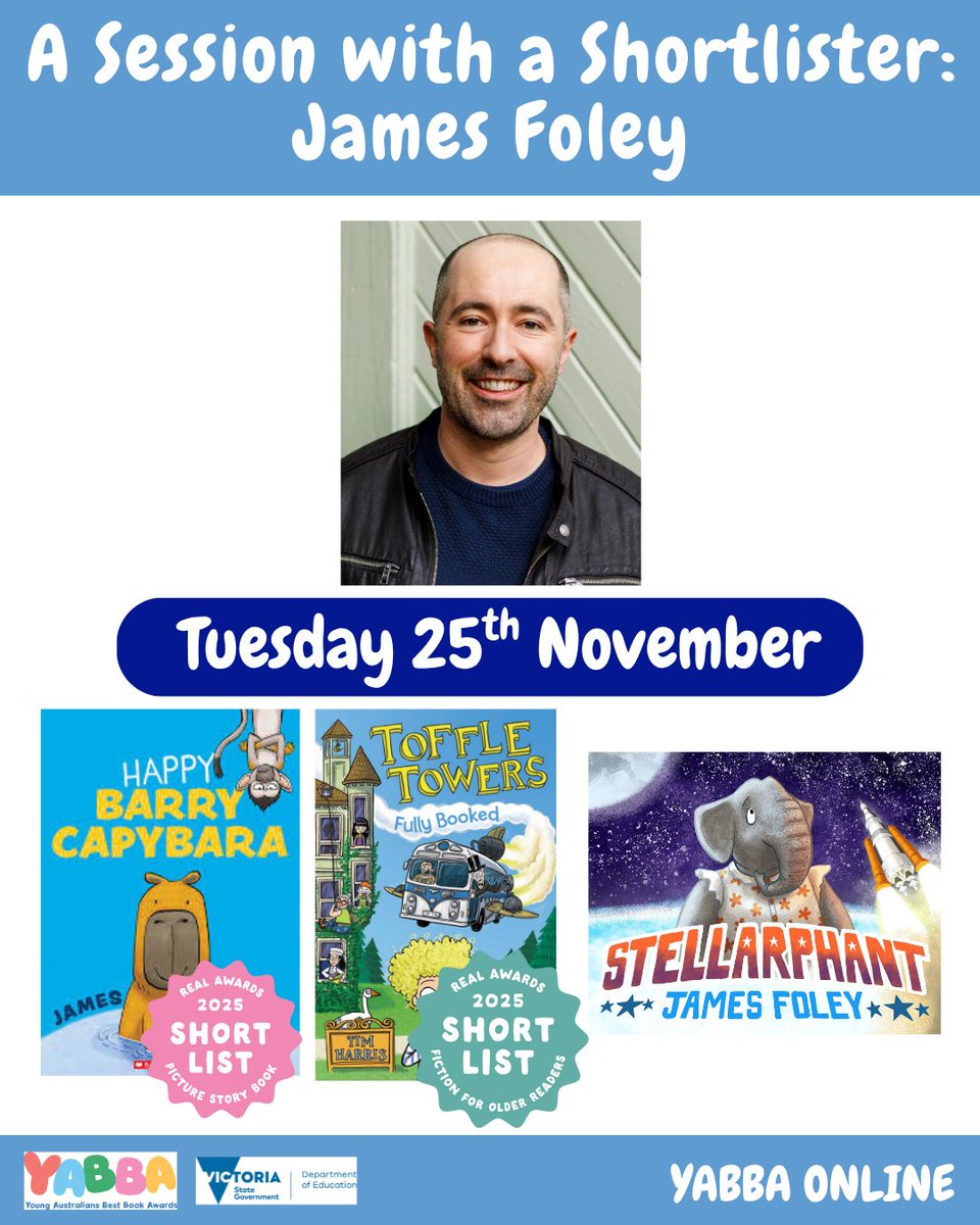There's one more YABBA Online session this year! Join author and illustrator, James Foley, for a Session with a Shortlister. Register at yabba.org.au