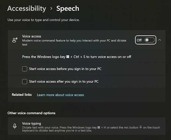 DaveTaylor's tweet photo. Fed up using the keyboard to interact with your Windows PC system? Turns out Windows 11 has an excellent built-in dictation system called "voice access" that's a game changer. Here's the full scoop: https://t.co/BTdrje2ybI #windows11 #accessibility #dictation #voiceinput https://t.co/LlxcmW4AKR