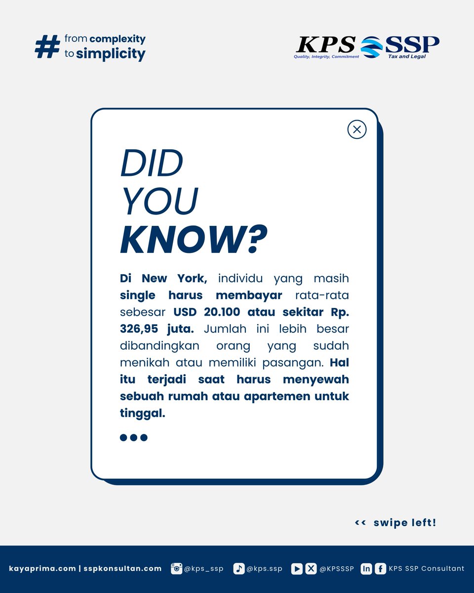 KPSSSP's tweet photo. Kenapa? Karena pajak lebih tinggi dan semua biaya hidup ditanggung sendiri.  Sebaliknya, pasangan yang tinggal bersama bisa menghemat hingga USD 40.200 (Rp 654 juta) per tahun. Dengan penghasilan digabung dan biaya dibagi dua. https://t.co/c7QN4obzBb