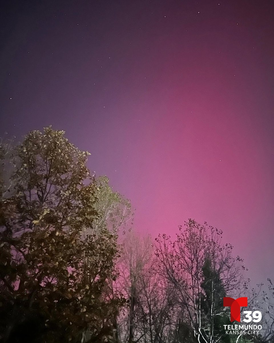 TelemundoKC's tweet image. ✨ Auroras boreales iluminan el cielo de Kansas City ✨
¡Un espectáculo natural impresionante! 🌌💜
¿Las estas viendo? 😍
📸 Comparte tus fotos con nosotros, queremos ver cómo se vive este fenómeno en tu área.

#AurorasBoreales #KansasCity