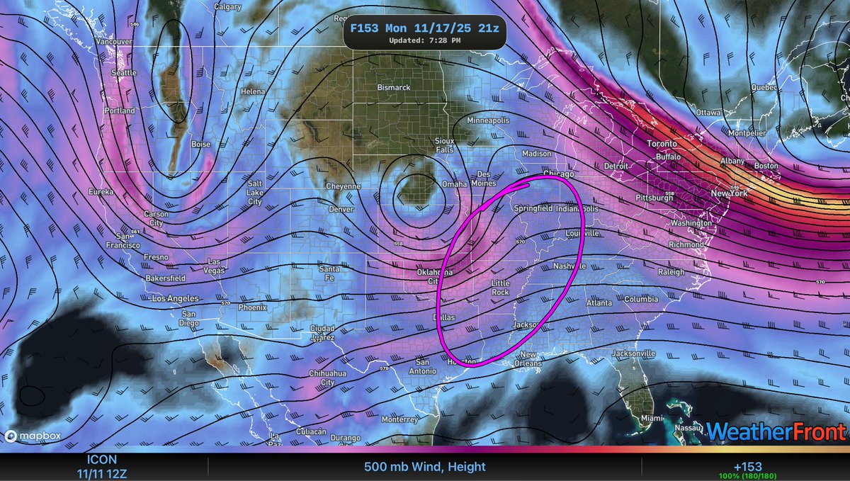 GavinWx_'s tweet image. We could also see severe weather on the 17-18th in the south. The GEM, ICON, GFS, and ECMWF all agree on the position of a cutoff low over Nebraska while MLCAPE values show 1200-1500 J/Kg and Dewpoints in the mid to high 60’s, note that the GFS and the ECMWF disagree on the…