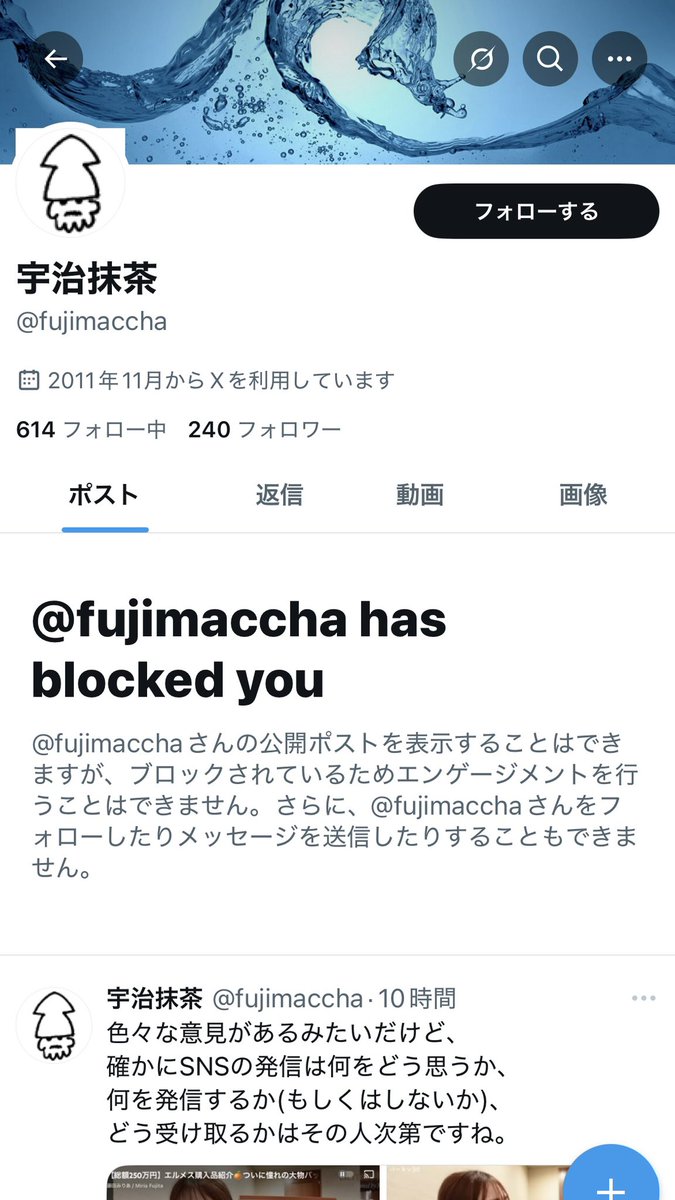 AlexaMissyKitty's tweet photo. ネトストお気持ち表明さん@fujimaccha 
ガチ効きブロックWWWWWW https://t.co/CsNkULfuJX