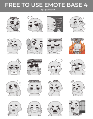 Set up my vgen shop finally!! Anyone want a free emote to help build out my portfolio? If so let me know which one you'd want! Emote bases from @/ZeitaaArt