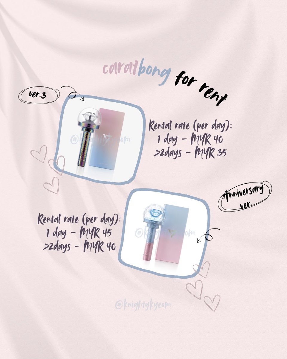 [WTR] Caratbong &amp; Armybomb for rent

📍Meet up KL area
🔖 Deposit - MYR 100 (will return once ls has been returned)
💰Rental rate: refer to the picture

DM for inqueries💞
#caratbongforrent #armybombforrent <a href="/PasarSeventeen/">𖧷PasarSeventeen 🇲🇾</a> <a href="/pasarBTS/">#pasarBTS MY 🇲🇾</a> <a href="/BTSMarketMY/">BTS Market 🇲🇾</a>