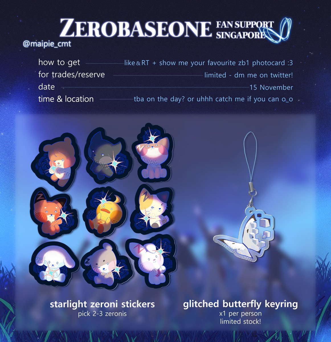 𝟐𝟎𝟐𝟓 𝐙𝐄𝐑𝐎𝐁𝐀𝐒𝐄𝐎𝐍𝐄 𝐖𝐎𝐑𝐋𝐃 𝐓𝐎𝐔𝐑 [𝐇𝐄𝐑𝐄 &amp; 𝐍𝐎𝐖] 𝐈𝐍 𝐒𝐈𝐍𝐆𝐀𝐏𝐎𝐑𝐄 𝐅𝐀𝐍 𝐒𝐔𝐏𝐏𝐎𝐑𝐓! 💙

- 15 November, location TBA?
- Like &amp; RT + show me your fav zb1 photocard!!
- Open to trades, please dm me!

#ZB1inSG #ZEROBASEONEINSG #HEREANDNOWinSG