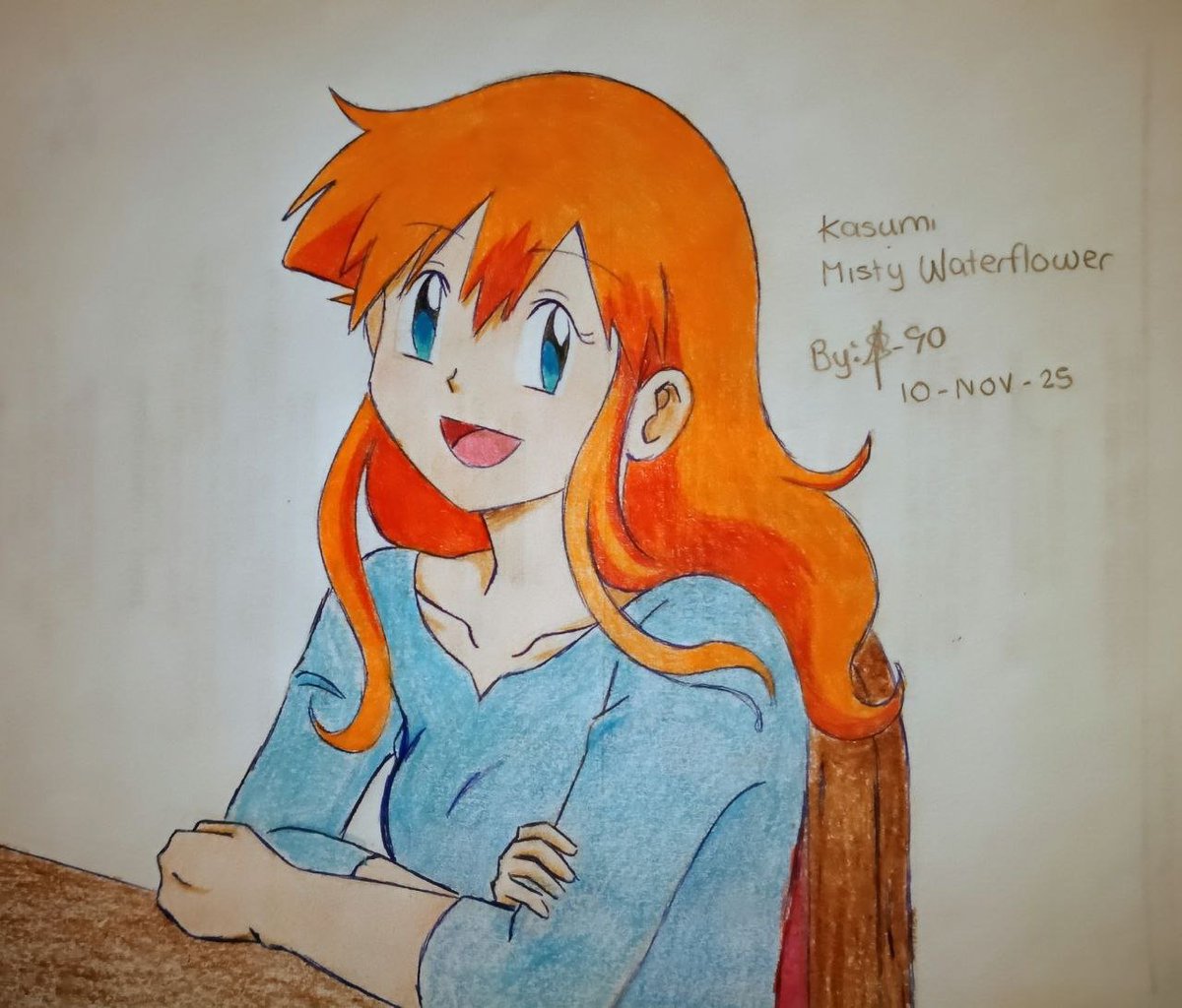 It's been a while since the last time I drew my beautiful Cerulean mermaid. And since I've got no time to make the corrections or color it in digital for now, let's do it at least in traditional (Not the best colors but they'll do for now). 
#Pokémon #misty #myart #traditional