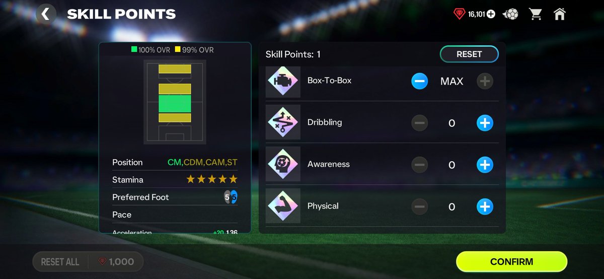 My final Footyverse player

The one and only Gullit.

Don't really need him as have Kroos and Zidane, but it's Gullit so couldn't resist, although I  understand he's not quite the Gullit we are used to.

Question - Which Skill point should I use for the final skill point?