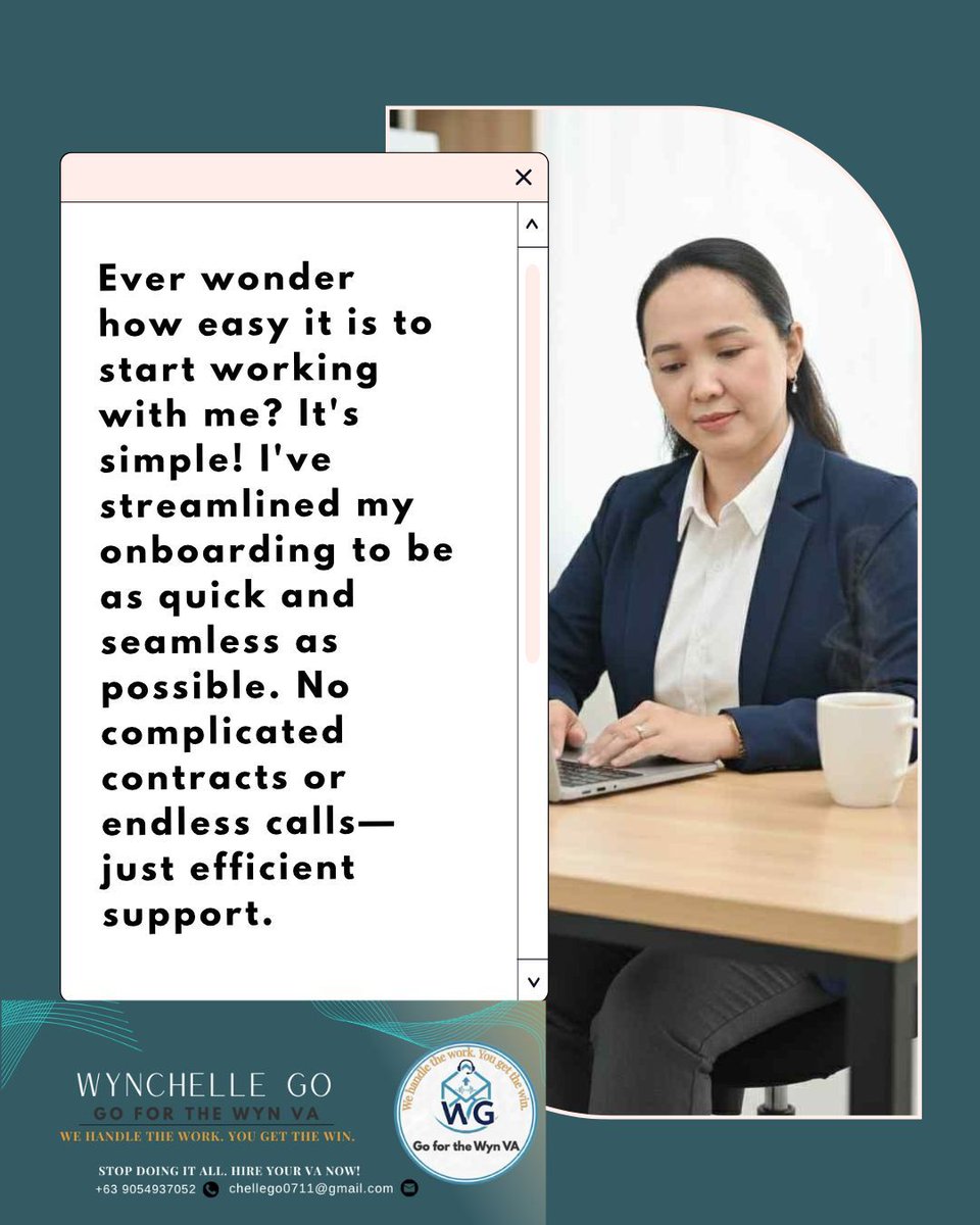 GoForTheWynVA's tweet image. Ready for a seamless start? Book a discovery call (link in bio)!

#VAWorkflow #ClientOnboarding #ProcessDriven #EfficiencyExpert