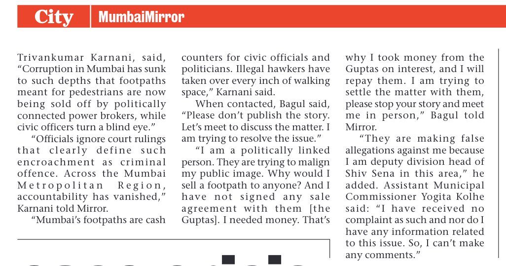 mulund_info's tweet image. Wondering why no action is ever taken on ‘illegal’ stalls on Mulund/Mumbai Footpaths &amp;amp; why ur number ends up with them when u complain?
Because a mere 4x4’ or 4x5’ space on Mulund Footpath gets sold by a local SS leader @ 5 Lakhs outright or ₹17000 per month rent.