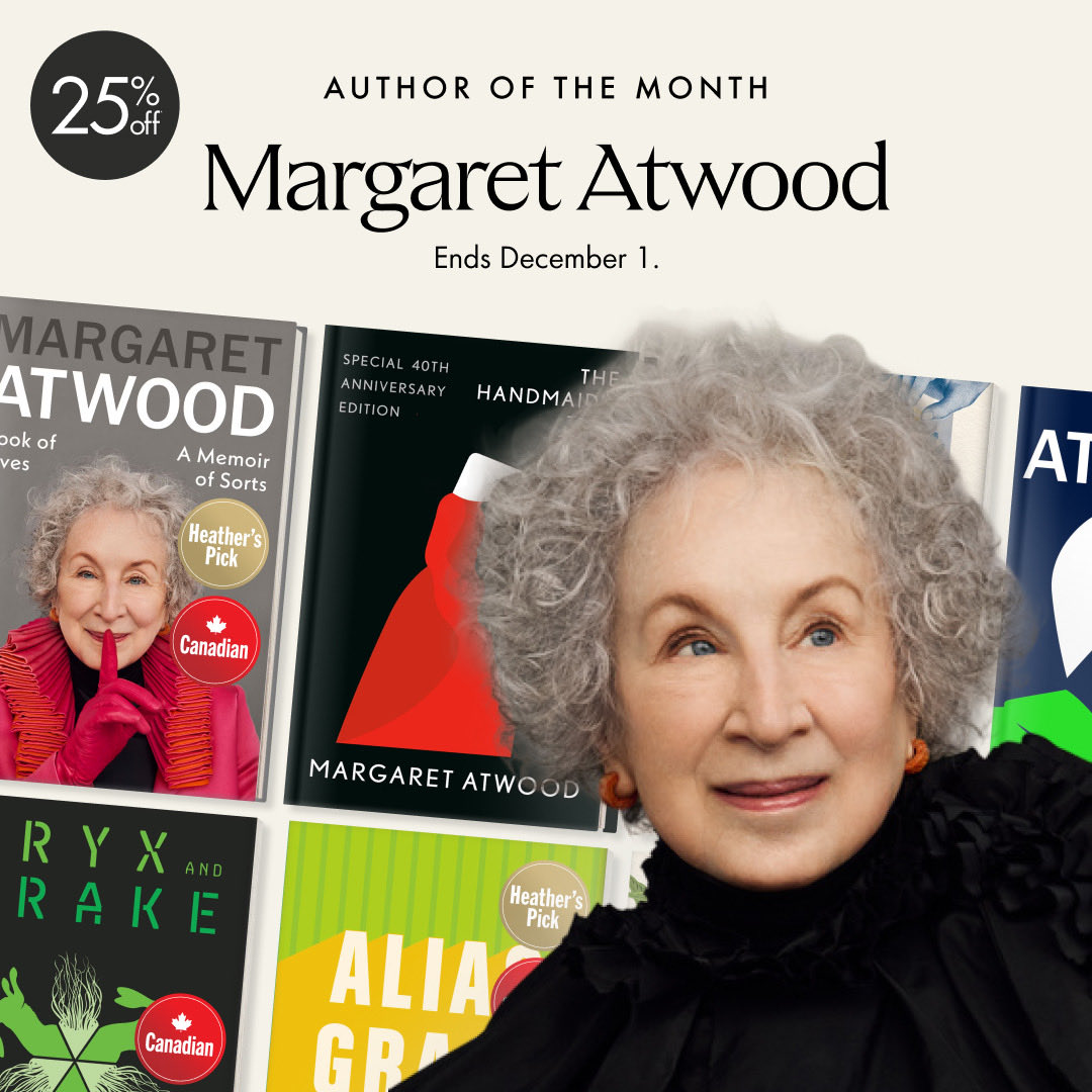 Margaret Atwood’s words have challenged us, comforted us, and changed us.

She’s our Author of the Month - celebrate her new memoir, Book of Lives, and her unforgettable stories with 25% off her entire catalogue all November. Tap to shop: ow.ly/SYuM50Xn4ft
 
#MargaretAtwood