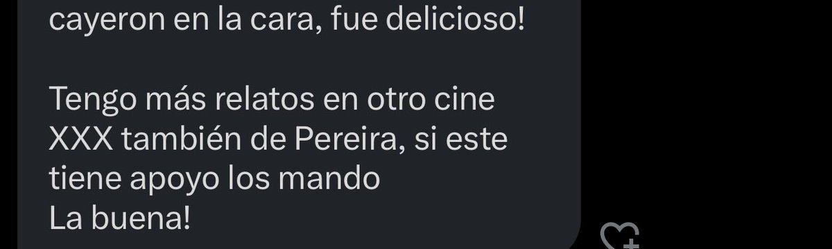 Relatos_eje's tweet photo. Tiene razón lo que dice, la página está súper muerta 

Relato #10 🥵😈

Este seguidor nos cuenta su morbosa experiencia en un cine XXX Pereira ¿has ido a alguno? 
Los leo 👀

Dején sus relatos al DM ps sin miedo ome https://t.co/GwuNnOAuU5