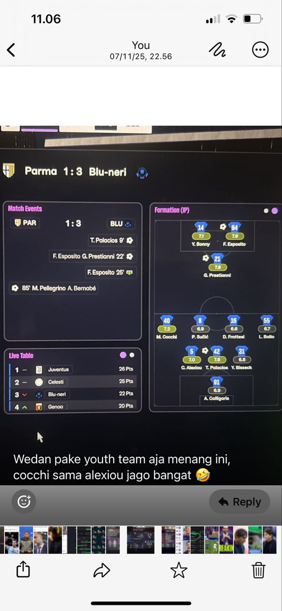 raflidenaldi's tweet photo. @WazzaInter I had to use some wonderkids from the youth team, like Cocchi and Alexiou, since the transfer budget is so annoying 🥲😅 https://t.co/K7ddgSi3W3