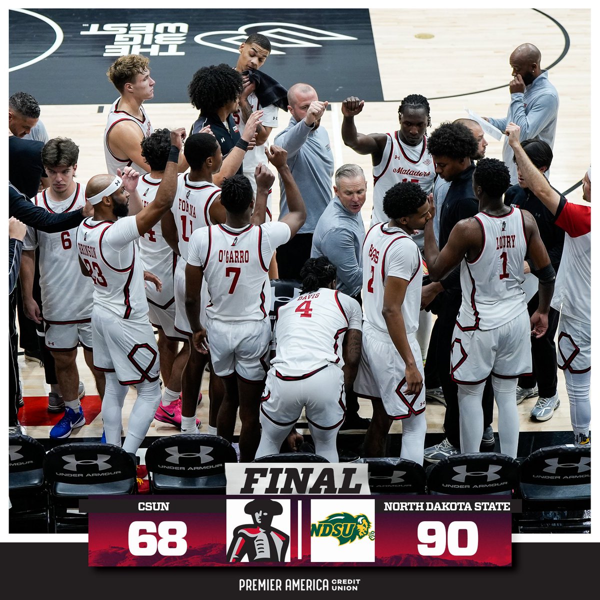 CSUNMBB's tweet image. Final from Fargo. 

CSUN is back home on Sunday vs. Troy at 5 p.m. 

#GoMatadors
