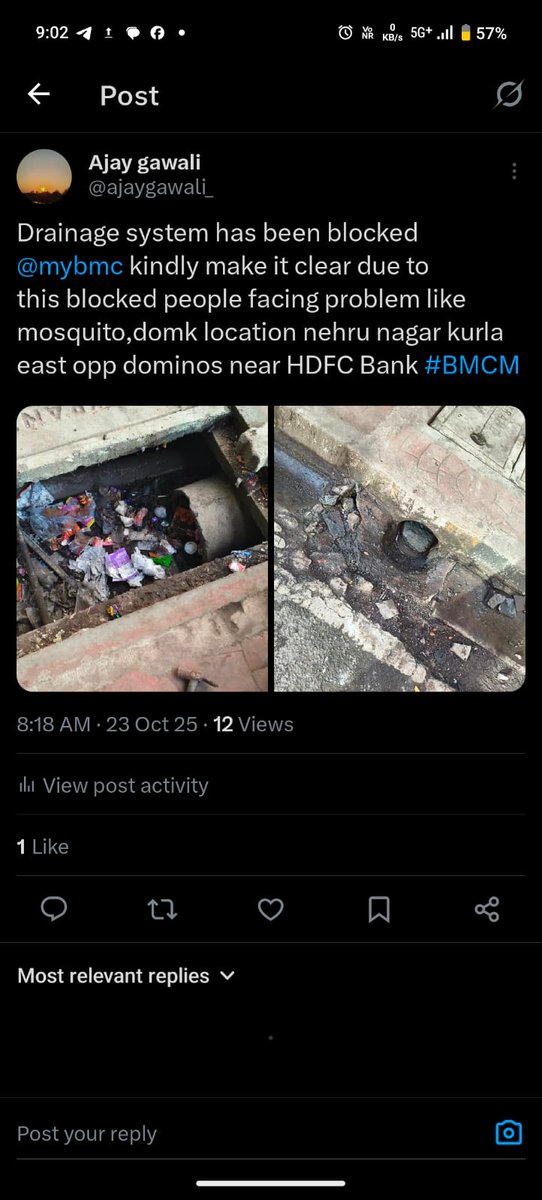 SherKhanWarsi's tweet photo. पहले भी शिकायत किया था लेकिन कोइ करवायी अबतक नहीं हुई है
 ड्रेनेज सिस्टम ब्लॉक हो गया है  इस ब्लॉक के कारण लोगों को मच्छर, जैसी समस्या का सामना करना पड़ रहा है
@mybmc @mybmcWardL @mlamangesh @VarshaEGaikwad
shop Pandarpuri Opposite 37 no building nehru nagar Kurla east mumbai-24 https://t.co/KmlXkvbanT