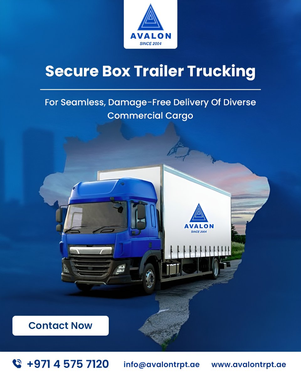 Avalontranspor's tweet image. Experience seamless, damage-free cargo transport with our Secure Box Trailer Trucking—ensuring safe, efficient, and on-time delivery of diverse commercial goods for smarter, reliable logistics. 
avalontrpt.ae

#BoxTrailerTrucking #FreightSolutions #CargoTransport