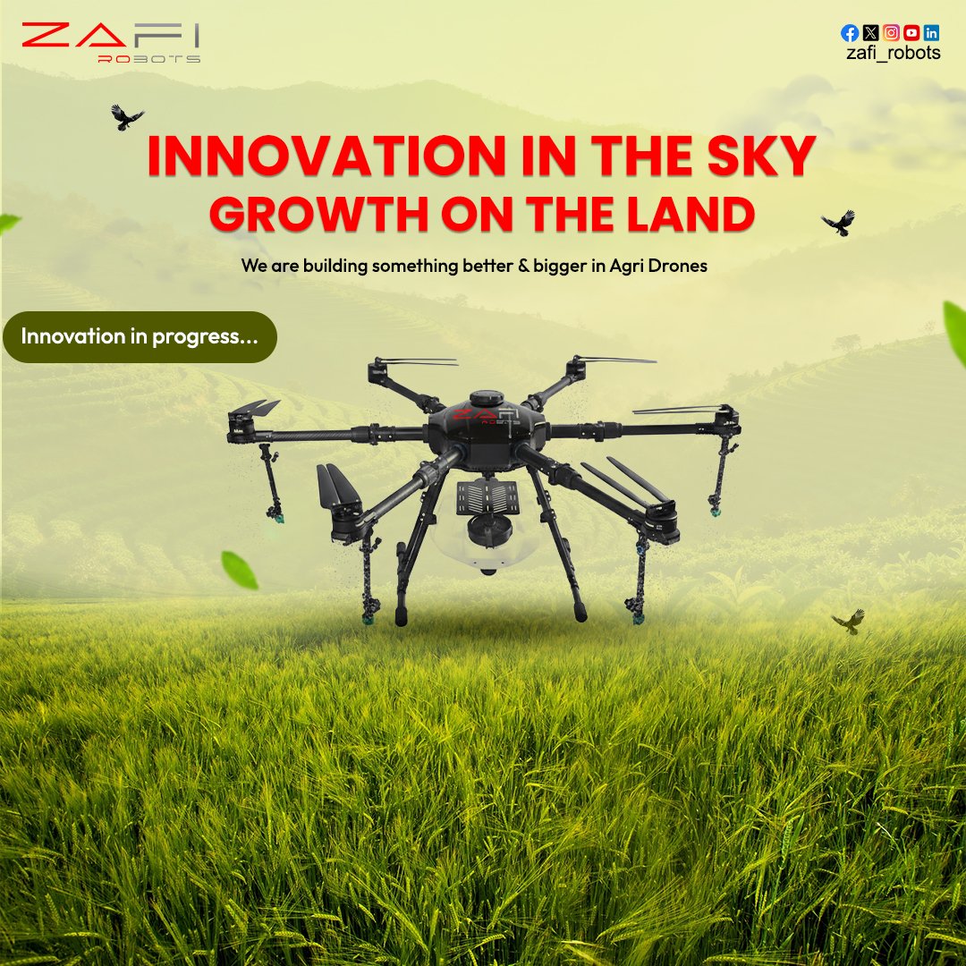 ZafiRobots's tweet image. 🌾 Innovation in the Sky, Growth on the Land 🌱
Building smarter, stronger, and sustainable Agri Drones for the future.
#ZafiRobots #AgriTech  #SmartFarming  #InnovationInProgress