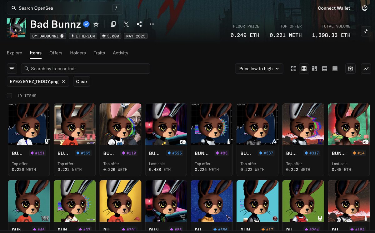 Only 19 teds in the <a href="/badbunnz_/">Bad Bunnz</a>  collection - looks rare. 

👀