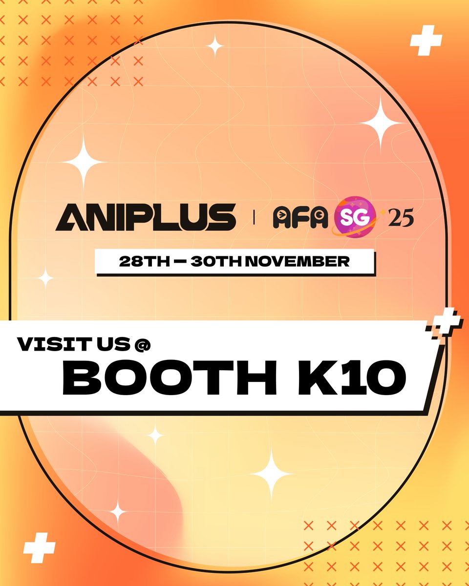 ANIPLUSAsia's tweet image. #ANIPLUS is excited to announce that we will be returning to Anime Festival Asia (AFA) this year as an official media partner and exhibitor✨

Exciting activities and merchandise await 🧡

More details coming to you soon.
.
.
#anipluscafesg #ANIPLUSAsia #AFASG2025 #AFASG25