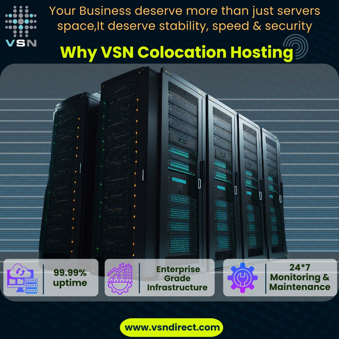 VSN_Indore's tweet image. Downtime isn’t just an inconvenience. It’s lost revenue, broken trust, and missed opportunities.
#VSN #ColocationHosting #DataCenterSolutions #VSNCloud #HybridInfrastructure #EnterpriseHosting #SecureColocation #CloudComputing #ITInfrastructure #DigitalTransformation #