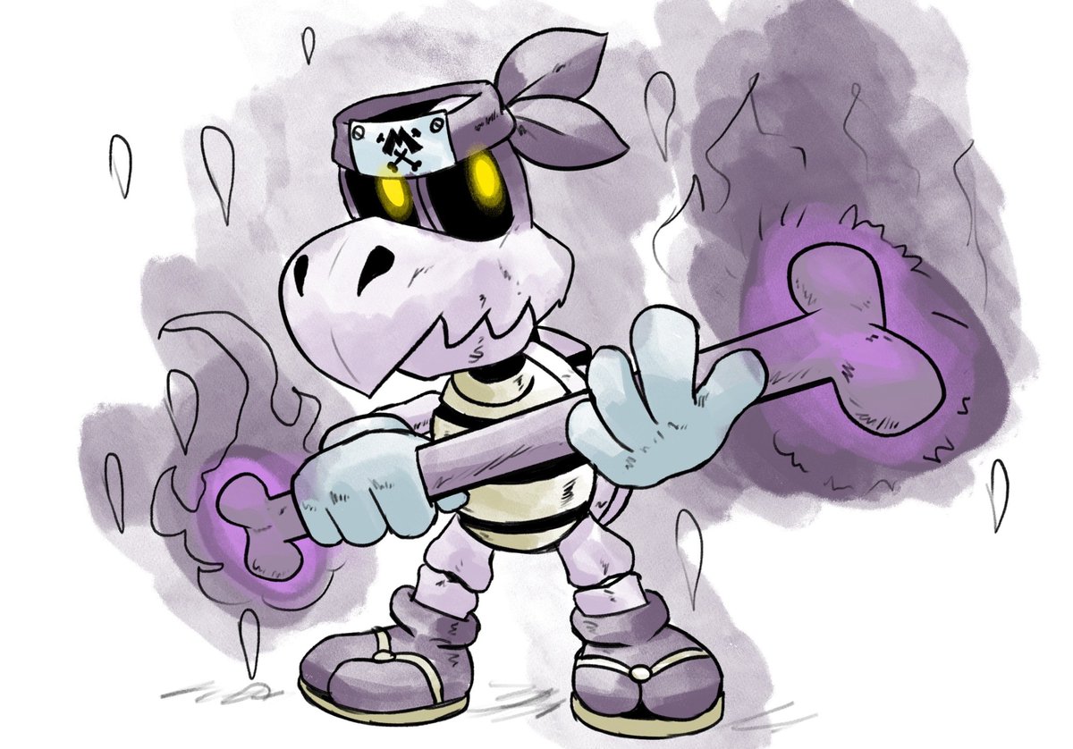 Sketching my Super Mariomon team part 3: 
Dry Bones, Since they're this game's Shedinja I draw him like this! #SuperMario