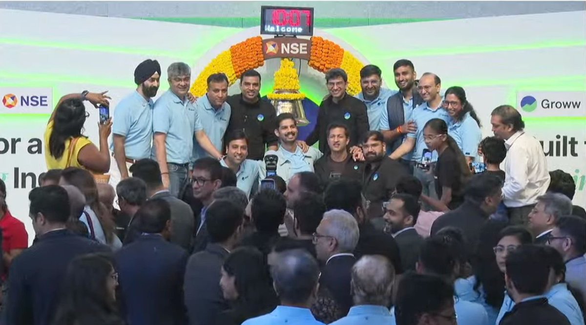 What a day! 
<a href="/_groww/">Groww</a> got listed 📊
And my work got displayed at NSE ❤️💚