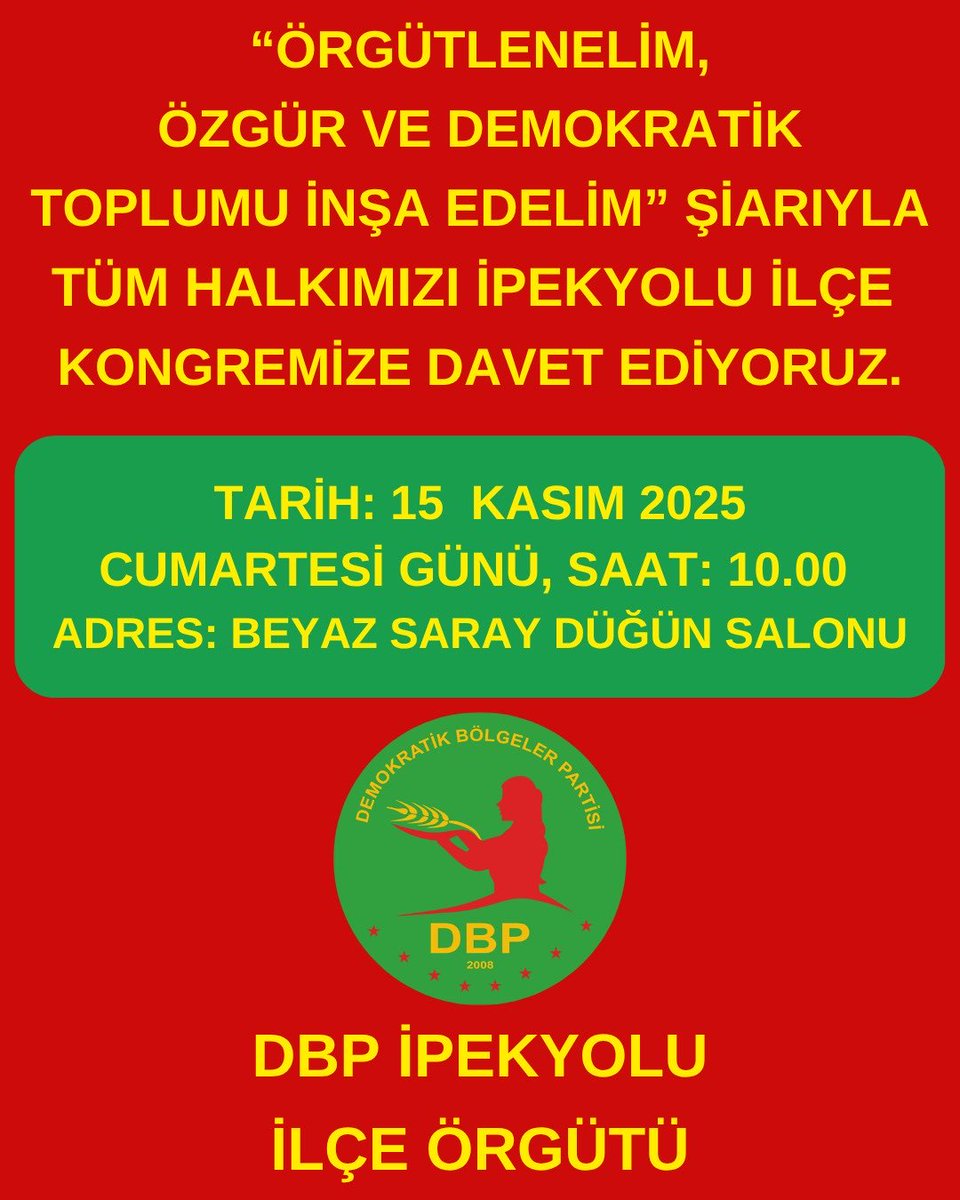 Bi şiara civaka Azad û Demokratik emê kongra xwe li dar bixin! Em li benda Hemû gelê Wanê ne!