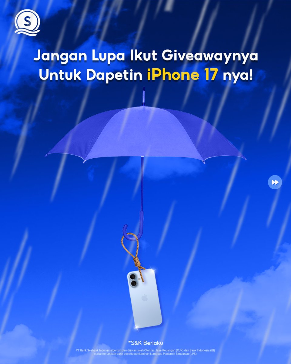 SeaBankID's tweet photo. KESEMPATAN MENANG IPHONE 17 MASIH TERBUKA LEBAR!

Hai Sobat SeaBank. GIVEAWAY IPHONE 17, masih berlangsung nih! Jangan lupa ikuti syarat dan ketentuannya ya!

1. Periode program berlaku pada 3 November - 25 November 2025
2. Ketentuan untuk mendapatkan hadiah Giveaway:
a.  Peserta wajib memiliki rekening dan merupakan nasabah aktif SeaBank
b. FOLLOW Instagram @SeaBank.ID, LIKE Facebook Page SeaBank Indonesia, FOLLOW TikTok @SeaBank.ID, dan FOLLOW Twitter @SeaBankID lalu LIKE post ini.
c. KOMEN “SeaBank”, sertakan username IG, FB, TikTok & Twitter
d. SHARE POST ini di IG Story & TAG @seabank.id
3. Pastikan untuk TIDAK melakukan SPAM komen
4. Diperbolehkan komen dengan akun lain untuk memperbesar kesempatan menang
5. Jumlah 1 PEMENANG akan dipilih secara acak untuk mendapatkan hadiah iPhone 17 
6. Pengumuman pemenang akan diumumkan di IG Story @seabank.id pada tanggal 26 November 2025
7. Keputusan SeaBank tidak dapat diganggu gugat

Yuk buka rekening SeaBank dan nikmati kemudahan dan keuntungan dari SeaBank, mulai dari GRATIS TRANSFER 100x/bulan, BUNGA CAIR SETIAP HARI, dan BUNGA TINGGI s.d. 6% p.a! Buat kamu pengguna baru, jangan lupa daftarkan dirimu menjadi nasabah SeaBank di sini! 👉 https://t.co/i32A2fhfVe 🤩

PT Bank Seabank Indonesia berizin dan diawasi oleh Otoritas Jasa Keuangan (OJK) dan Bank Indonesia (BI) serta merupakan bank peserta penjaminan Lembaga Penjamin Simpanan (LPS).