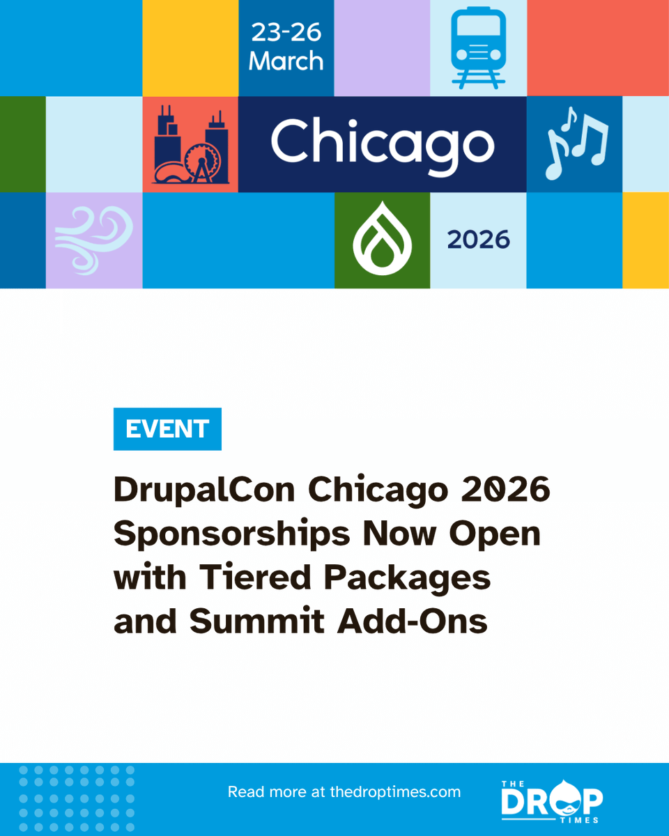 thedroptimes's tweet image. Sponsorships open for @DrupalCon  Chicago 2026!

Booths, summits, lanyards, and more—first come, first served.

TDT breakdown: bit.ly/3JUzuYK 

#Drupal #DrupalCon #OpenSourceEvents #TechSponsorship