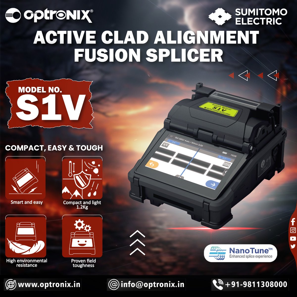 candid_optronix's tweet photo. Precision isn’t optional — it’s essential. Experience Sumitomo S1V for seamless FTTH splicing.
#Sumitomo #FiberSplicing #FTTH #Optronix #FTTH #fibercable #splicingmachine #opticalfiber #fusionsplicer #internetconnection https://t.co/Xd1H34MBNh