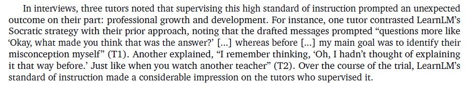 This is a great piece of exploratory research. Suggests that in this context (secondary school maths) AI tutoring can be as good as - or possibly even better than - online tuition from a human