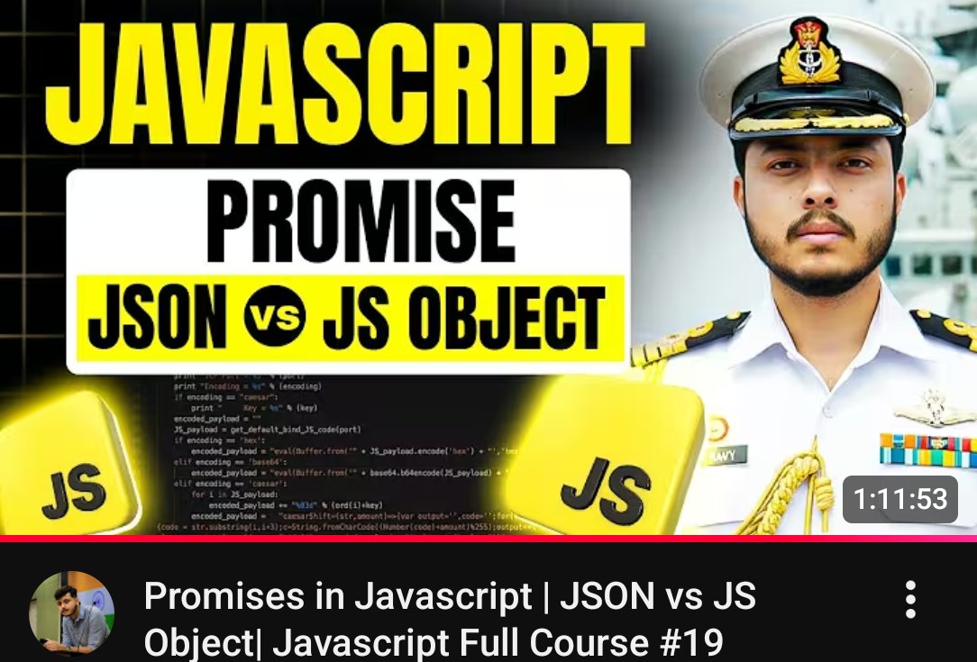 YashSainiCodes's tweet image. Lecture 34 – Web Development

Topics Covered:
Promises in JavaScript
JSON vs JS Object

Thanks 🙏 to @rohit_negi9 Bhaiya &amp;amp; @adityatandon02 Bhaiya for an amazing course!

#180DaysOfCode #WebDevelopment #CoderArmy