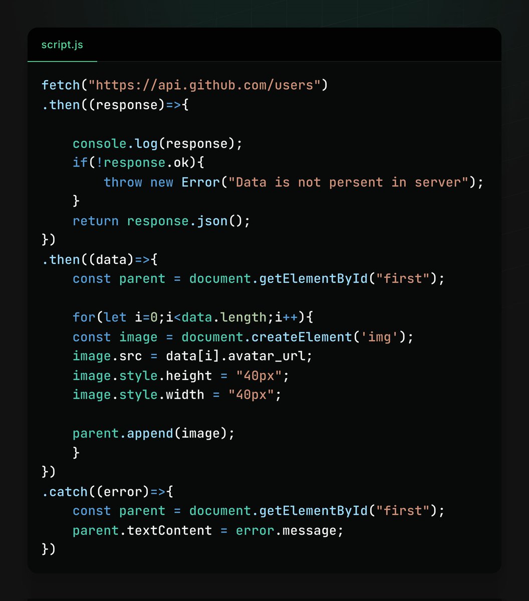 YashSainiCodes's tweet image. Lecture 34 – Web Development

Topics Covered:
Promises in JavaScript
JSON vs JS Object

Thanks 🙏 to @rohit_negi9 Bhaiya &amp;amp; @adityatandon02 Bhaiya for an amazing course!

#180DaysOfCode #WebDevelopment #CoderArmy