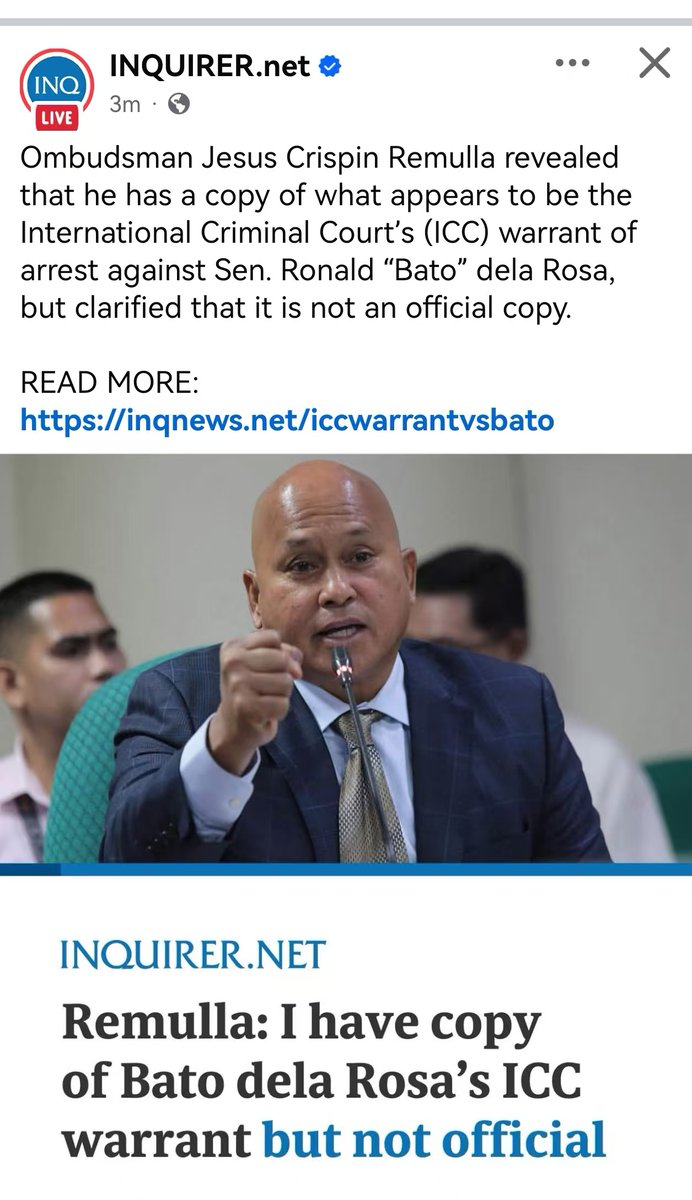 AnnaMalindogUy's tweet photo. How the Impending/Potential ICC Arrest of Sen. Bato Dela Rosa Once Again Threatens Philippine Sovereignty
Suppose the International Criminal Court (ICC) moves to arrest a sitting and incumbent Philippine senator. In that case, it is not just Ronald “Bato” Dela Rosa and former President Rodrigo Duterte who stand accused—it is the Republic of the Philippines itself that is on trial. Suppose the Marcos administration, for the second time, allows a foreign tribunal to exercise moral and legal judgment over one of our own again, in that case, it will mark another irreversible precedent in our history: a formal confession that under Marcos Jr.’s Presidency, our courts, prosecutors, and institutions are too constrained, maybe too politicized, or probably too complicit to dispense justice within our own borders. 

Mr. President Marcos Jr., if you allow this a second time, it will haunt you and every administration that follows. For the second time, the Philippines risks submitting one of its own —a sitting senator, at that —to a foreign judgment, not because justice demands it, but because domestic politics allows it. This is not accountability—it is abdication. It sends a chilling message that, under a Marcos Jr. presidency, the justice system no longer commands sufficient credibility or judicial sovereignty to try its own citizens, and that political expediency now dictates our moral compass.

The irony is blinding. Those who once screamed “PH sovereignty and independence” when external forces/powers encroach and subjugate us through whatever means, are now applauding international intervention because it targets someone from the other side of the political fence. This hypocrisy is glaring. This is not moral courage; it is moral convenience. The Philippines withdrew from the Rome Statute in 2019. The ICC has no standing jurisdiction in the Philippines. We are not a failed state, and our judiciary continues to function. Yet by entertaining a foreign warrant, we invite outsiders to discipline our own, as though we were a colony incapable of governing ourselves. 

Good heavens! What a national disgrace! Our forefathers, who once bled for this country’s sovereignty and independence, must be turning in their graves, mourning how cheaply the hard-won Philippine Independence is now being bartered away just because of domestic politics and bickering between and among political factions. 

If the Marcos administration turns over Sen. Bato, it will be remembered not as a victory for justice but as a Politics of Submission. It will signify an admission of his impotence—a signal to the world that the Philippines can no longer uphold justice without the supervision of foreign judges. It will tell our allies and adversaries alike that our sovereignty is negotiable and that our leaders are willing to trade it for temporary political advantage or applause from Western capitals.

Such surrender of sovereignty diminishes not only the Marcos Jr. administration but the nation itself. Our forefathers bled for independence from colonizers who claimed to know what was best for us. Today, by allowing an external tribunal to define justice in our land, we risk undoing that legacy. This is not about justice or strengthening the rule of law. This is outsourcing it, in the same manner that under Marcos Jr.’s presidency is outsourcing our national security from the Western alliance led by the United States. 

The real defendant here is not Rodrigo Duterte or Dela Rosa. It is the Republic of the Philippines. This moment exposes the deeper rot within our domestic politics: institutions hollowed out by factionalism, elites incapable of self-correction, and a public this is being conditioned to seek moral validation from abroad. We mistake submission for virtue, and foreign applause for legitimacy.

The Marcos administration may enjoy fleeting praise from the West, but history will be far less forgiving. It will record this as a self-inflicted wound, a moment of disgrace when the Philippines confessed before the world that it could not govern itself under Marcos Jr.’s presidency. 

So, Mr. President Marcos Jr., pause and think deeply before you raise your hand or utter your command on this matter. Another reckless will again stain the very dignity, independence, and sovereignty of the nation you swore to uphold and lead. 

Folks, the true crime is not what the ICC alleges—it is our surrender of the very sovereignty that once made us free and independent!