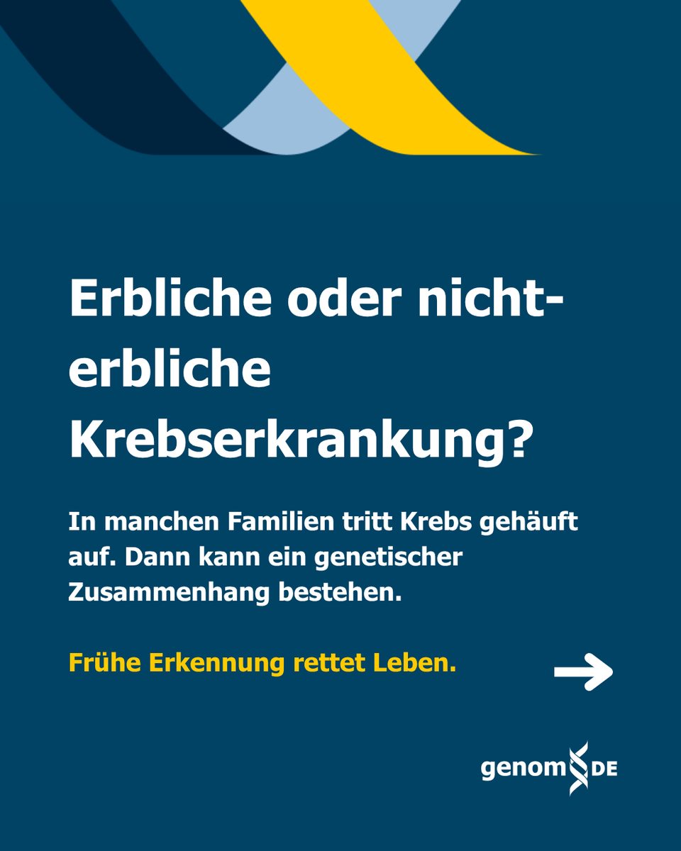 genomDE's tweet photo. Familiärer Krebsverdacht?

So gehst du vor:
✅ Ärztin/Arzt ansprechen
✅ Überweisung zur Humangenetik
✅ Beratung und ggf. Gentest
✅ Vorsorgeplan erstellen

Ziele: Risiko klären, Krebs früh erkennen, vorbeugen, Angehörige schützen.

Mehr Infos: https://t.co/27ku2Wtlyy https://t.co/hk1R75WP4A