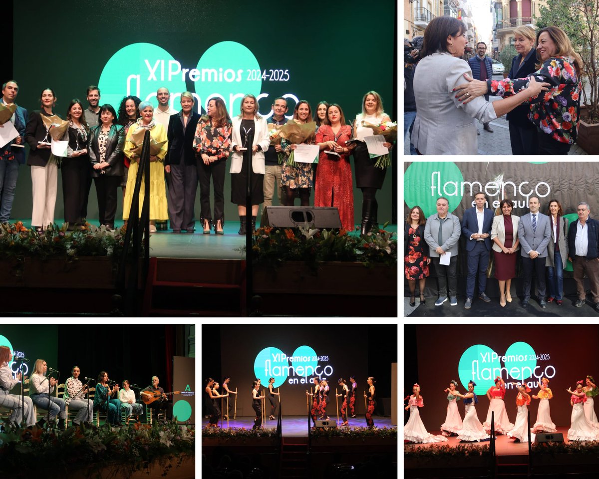 Ayer se celebró en el Gran Teatro de Huelva la Gala de los XI Premios Flamenco en el Aula con la presencia de autoridades como la Consejera de <a href="/EducaAnd/">Consejería Desarrollo Educativo y FP</a> la Alcaldesa de <a href="/AytoHuelva/">Ayuntamiento Huelva</a> la Directora General de @dg_ifp y el Director del <a href="/iaflamenco/">@iaflamenco</a> así como centros educativos onubenses