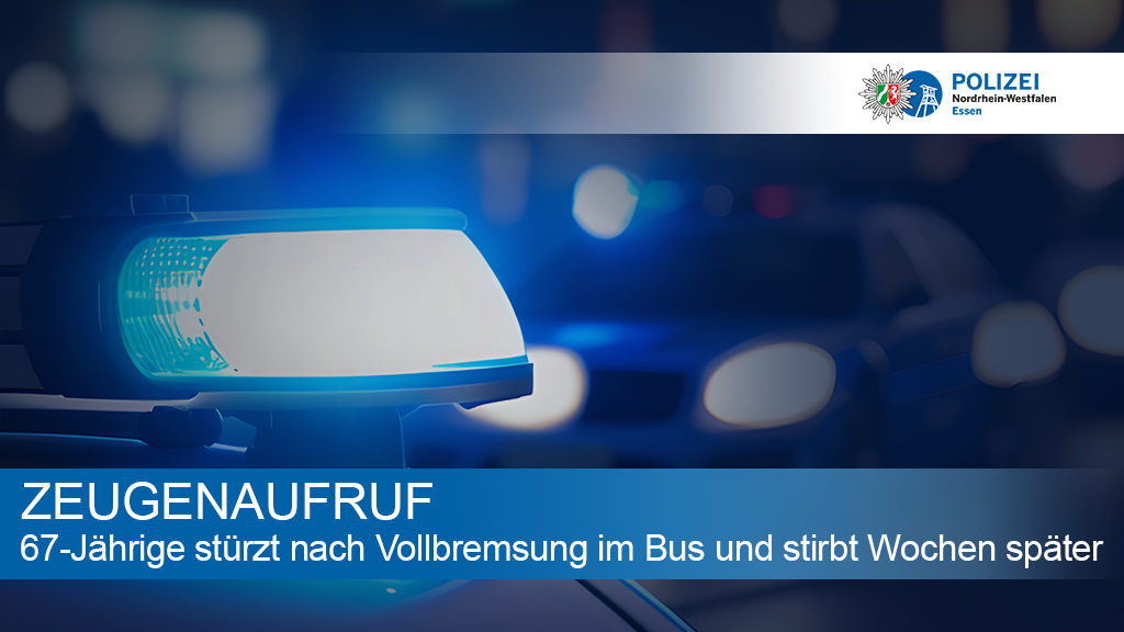 Polizei_NRW_E's tweet photo. 67-Jährige stürzt nach Vollbremsung im Linienbus und stirbt einige Wochen später – Zeugen gesucht

Die Polizei sucht nach Zeugen für einen Verkehrsunfall am 11. Oktober in der Buslinie 142 an der Haltestelle Stiftplatz in #Essen #Huttrop.

Pressemeldung: https://t.co/asjBXc3x7C https://t.co/mw3GT9Ez2x