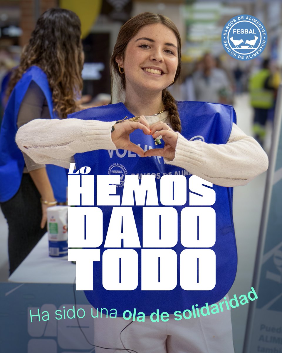 ✨Un año más, hemos demostrado que cuando alguien necesita ayuda #LoDamosTodo✨

Si aún no has colaborado en la #GranRecogida de los #BancosdeAlimentos aún estás a tiempo de hacerlo realizando una #donación:
➡️ En nuestra web: granrecogida.org
➡️ Haciendo un Bizum al 00090