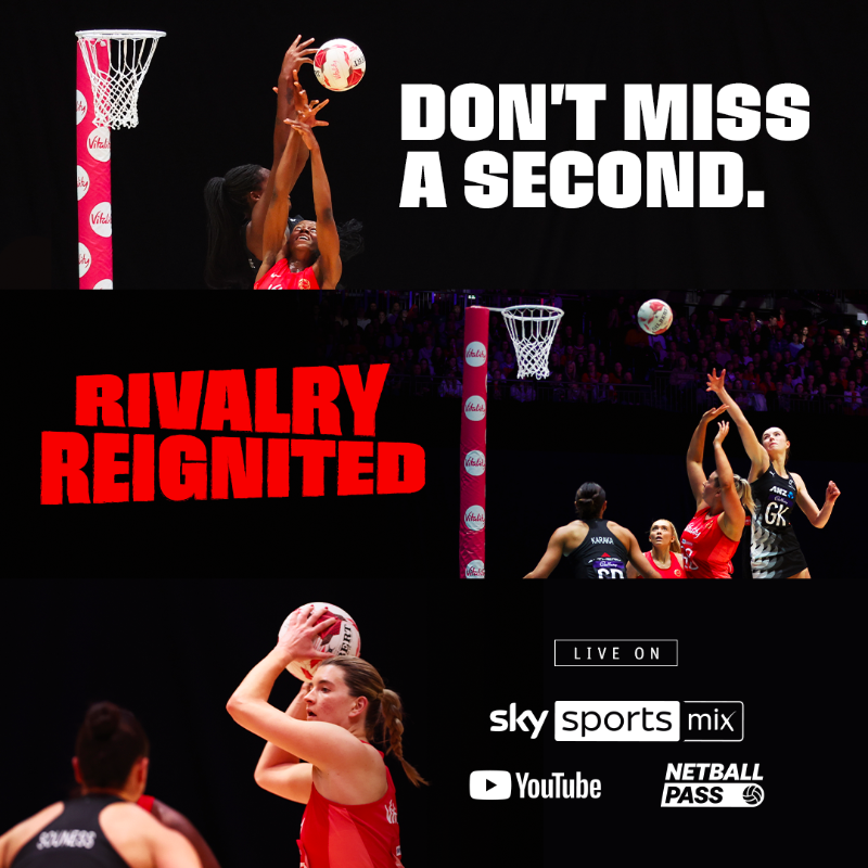 EnglandNetball's tweet photo. Your upcoming TV viewing sorted 🍿

📺 The @SkyNetball team will broadcast the @Vitality_UK Netball International Series on @SkySports.

See when and where to watch ⬇