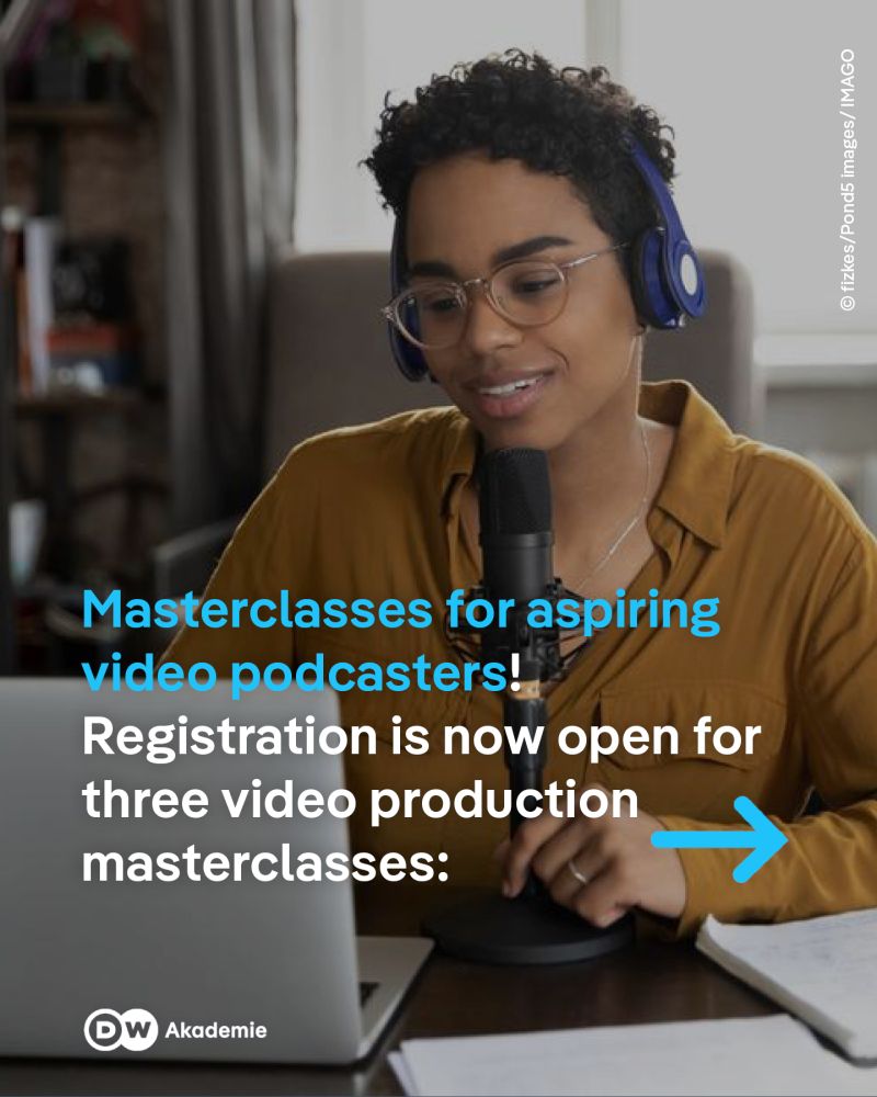 opportunitiesfy's tweet image. Join DW Akademie’s FREE Video Podcast Masterclasses 2025 🎙️
Learn video production, storytelling &amp;amp; creative formats from experts.
📅 Nov 25 | Dec 8 | Dec 10
⏰ Limited slots – register now!
🔗 wp.me/p23f03-hk6

#PodcastTraining #VideoPodcast #DWAkademie #FreeOpportunity