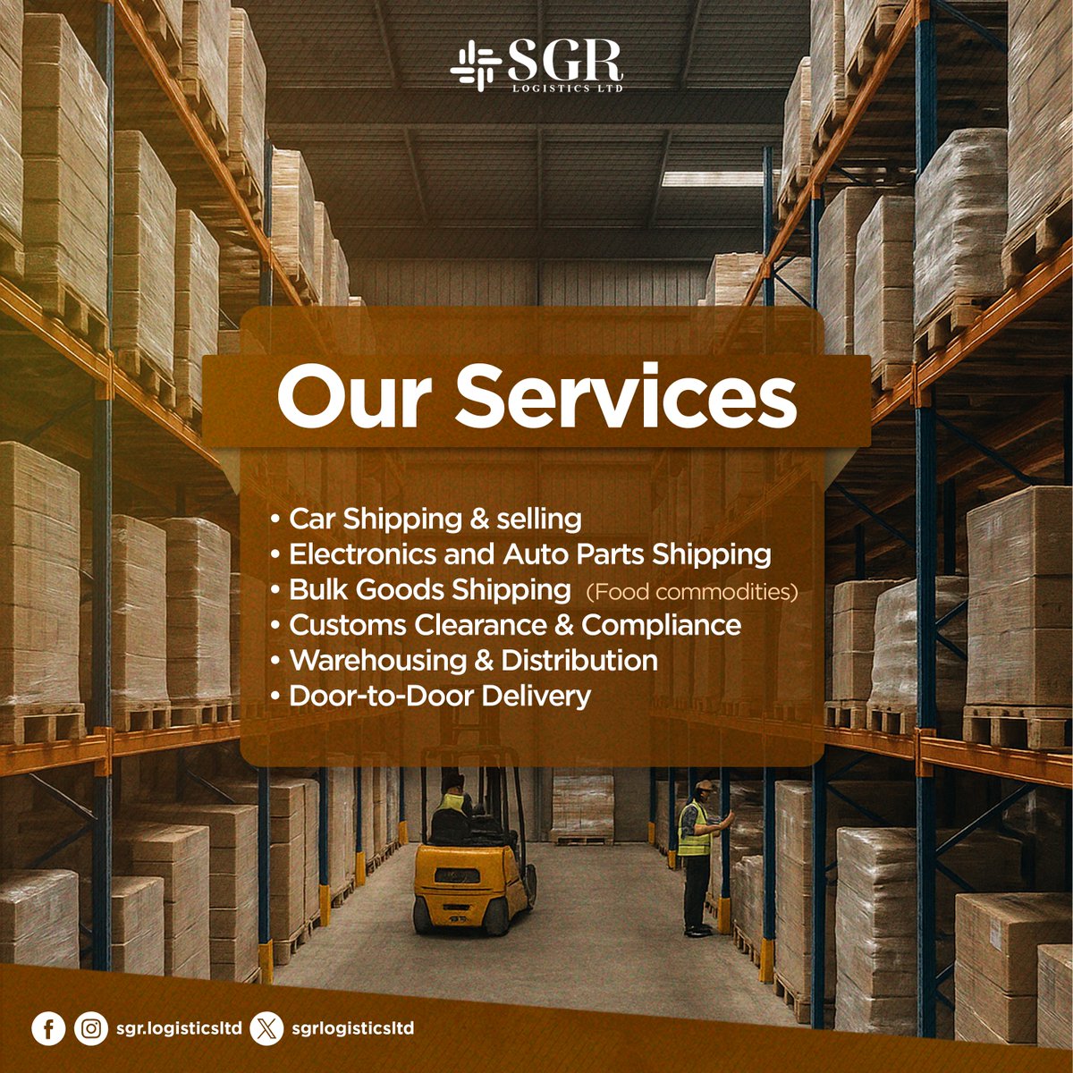 sgrlogisticsltd's tweet image. From customs clearance to door-to-door delivery, our expertise covers every step of your supply chain.
Your goods are always in capable hands with SGR Logistics Ltd. 🚛📦