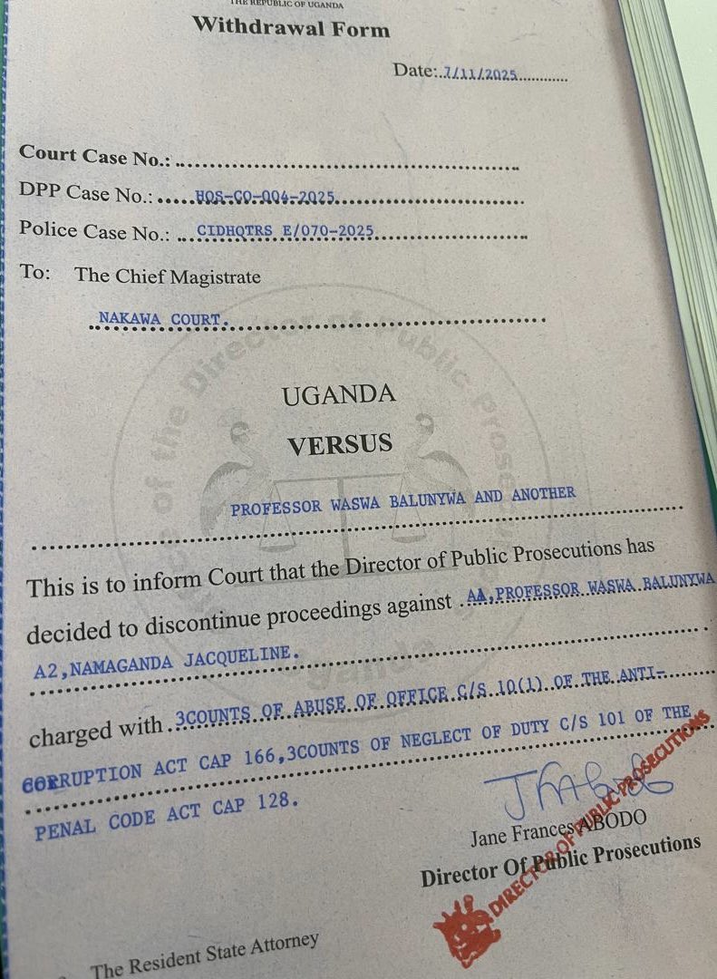 TonyNatif's tweet photo. Professor Wasswa Balunywa Handed a Get-out-of-jail-free Card

The former DPP and now Principal Judge, Her Lordship Jane Frances Abodo, seems to have decided to use her last days at @ODPPUGANDA like a departing US President uses their last hours in the White House; handing out freedom permits to incarcerated friends, family, allies and a few truly deserving individuals. 

It’s unclear as to whether the public will ever get an explanation for the flurry of Nolle Prosequi she’s issued but I’m sure @jwbalunywa won’t complain one bit. 

I don’t begrudge the man from Busoga his good fortune. 

But the public will be left wondering whether smaller profile citizens are ever going to enjoy the same rub of the green that the criminal justice system in Uganda gives to the rich and well connected. 

We really need comprehensive #DPPReforms 

#EmptyTheJails