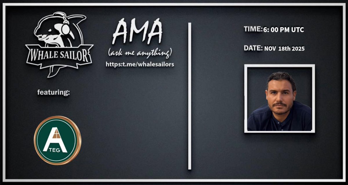 🎙️ AMA ALERT 🎙️

<a href="/Ateg_Capital/">ATEG Capital</a> x <a href="/whalesailors/">Whalesailors | RWA & Web3 Pioneers</a> 

ATEG Capital FlexCo stands for innovation, transparency, and community. Our goal is to explore new paths and create a sustainable, fair solution that provides long-term value for everyone who shares our vision.

📍 Venue: