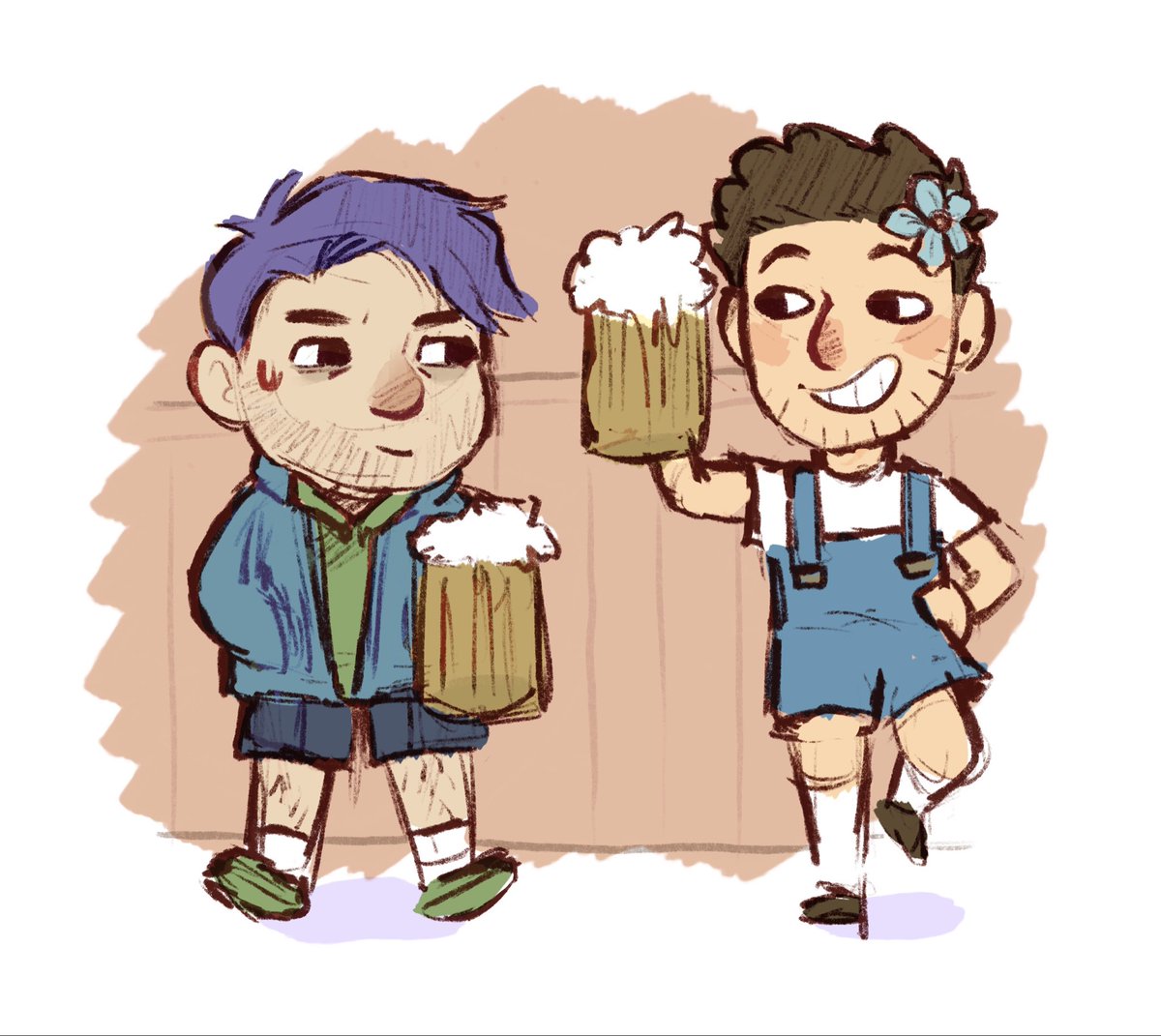 "Mira que es rarito el nuevo granjero, pero una cerveza gratis es una cerveza gratis."