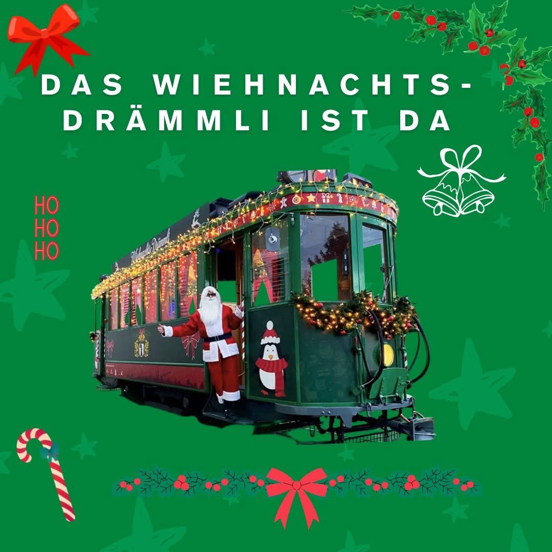 🎄✨ Es fährt bald wieder – s’Wiehnachts-Drämmli! ✨🎄

From 27. November to 23. Dezember 2025 the Wiehnachts-Drämmli is ready to help you have a wonderful Christmas 🎄 ✨